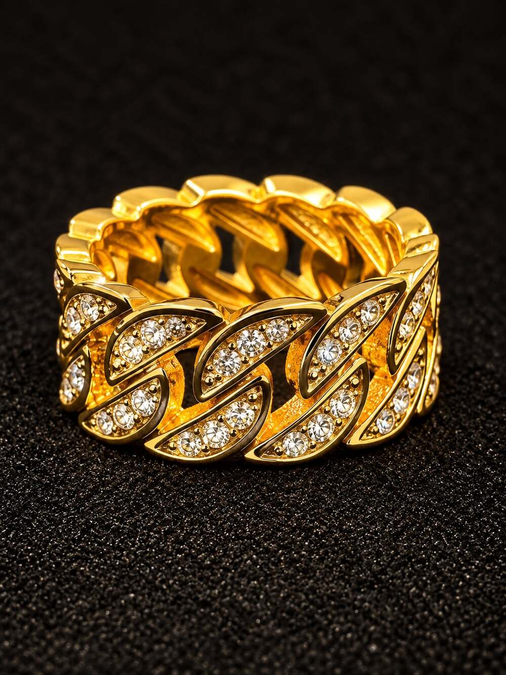 Gold Iced Cuban Ring